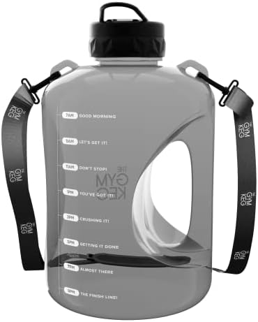 בקבוק המים של חדר הכושר 1 ליטר | בקבוק כושר עם מכסה קש, נשא סימני זמן מוטיבציה של רצועה | בקבוקי מים ספורטיביים